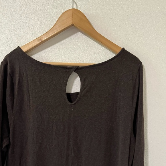 Garnet Hill Long Sleeve Stretch Modal Jersey Maxi Dress Brown Rear Keyhole-XL - Picture 8 of 10